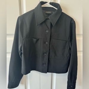 Black Button Cropped Jacket